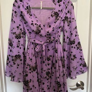 FREE PEOPLE lined purple floral dress size XS